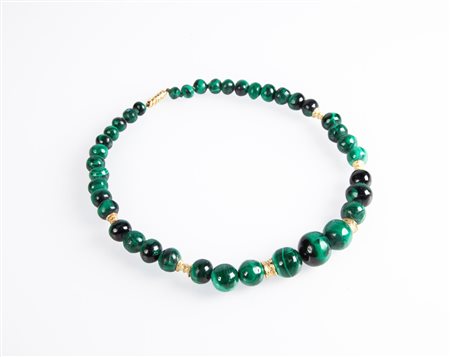  
Collana in malachite e oro 
 Lunghezza cm 49