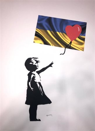 BANKSY, Ballon Girl And Flag Ucraina