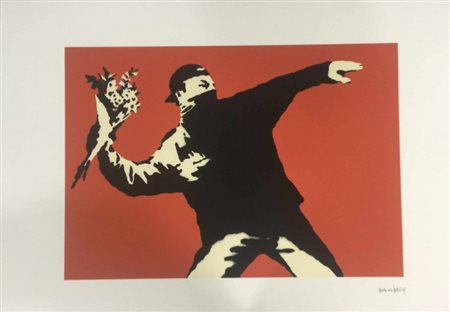 BANKSY, Lancio di Fiori ai Poliziotti a Madrid