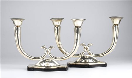 Coppia di candelabri  italiani in argento - anni '40 del XX secolo