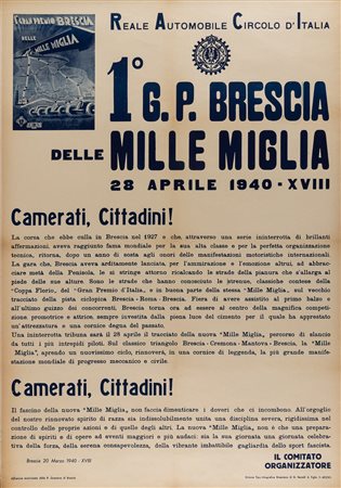 Anonimo, 1° G.P. Brescia - Mille Miglia 1940.