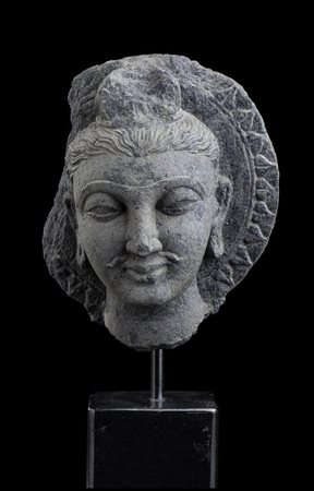 TESTA DI BUDDHA IN PIETRA
stile Gandhara