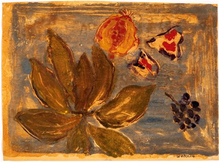 Carlo Quaglia (Terni, 1903 - Roma, 1970) Fiori e frutta olio su carta cm...