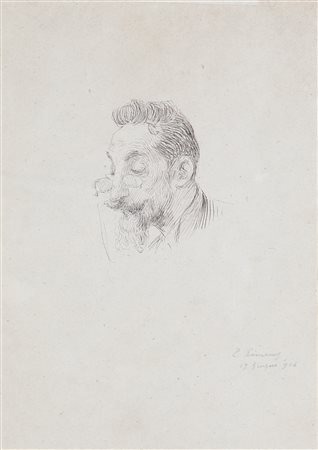 Ettore Ximenes (1855 - 1926) Ritratto 1904 matita su carta cm 27x19 - in...