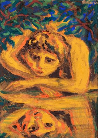 Carlo Levi (Torino, 1902 - Roma, 1975) Narciso alla fonte 1962 olio su tela...
