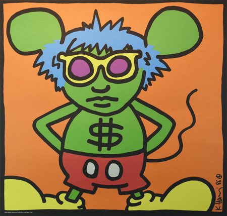 D'apres Keith Haring ANDY MOUSE litografia su cartoncino, cm 90x91...