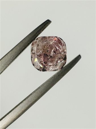 DIAMANTE 0,89 CT NATURAL FANCY CHIARO ORANGY ROSA TAGLIO CUSCINO -...