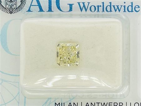 DIAMANTE 0,95 CT COLORE FANCY GIALLO CHIARO - PUREZZA I1 - TAGLIO CUSCINO -...