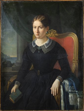 FRANCESCO GONIN<BR>Torino 1808 - 1889 Giaveno (TO)<BR>"Ritratto femminile" 1859