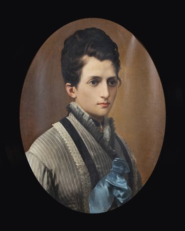 FRANCESCO GONIN<BR>Torino 1808 - 1889 Giaveno (TO)<BR>"Ritratto femminile" 1876