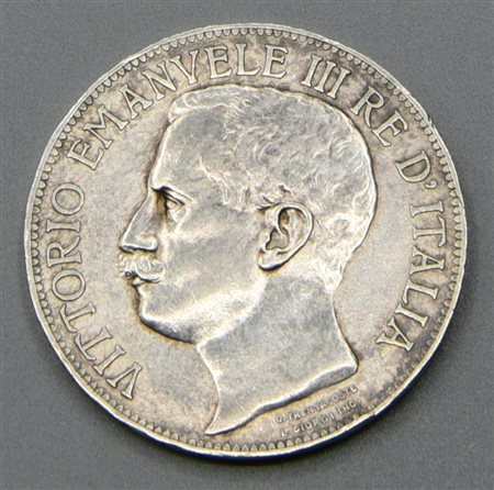 5 LIRE CINQUANTENARIO, ARGENTO 900/1000, ROMA, 1911 Moneta rara, in ottime...