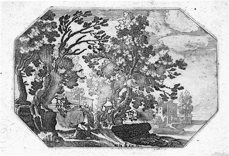 Cantagallina, Remigio(Borgo San Sepolcro 1582 ca. - 1656)PAESAGGIO CON ALBERI...