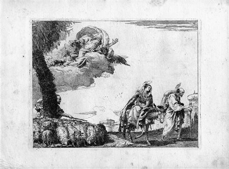 Tiepolo, Giandomenico(Venezia 1726 - 1804)LA SACRA FAMIGLIA PROCEDE A DESTRA...