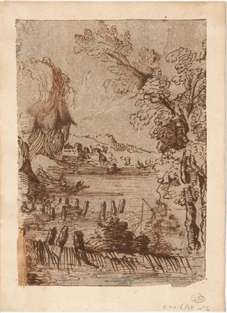 Ficatelli, Giuseppe Maria(Cento 1639 - 1703)PAESAGGIO FLUVIALE CON...