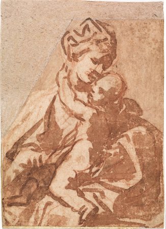 Sirani, Elisabetta(Bologna 1638 - 1665)MADONNA CON BAMBINOInchiostro bruno e...