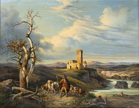 CONSALVO CARELLI (Napoli, 1818 - 1900): Paesaggio di Arce, 1875