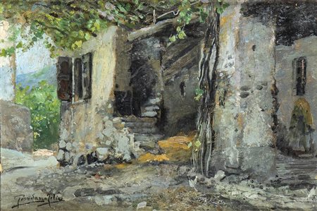 FELICE GIORDANO (Napoli, 1880 - 1964): Scorcio di paese