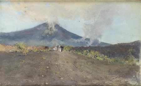 GIUSEPPE CASCIARO (Ortelle, 1863 - Napoli, 1941): Verso il Vesuvio