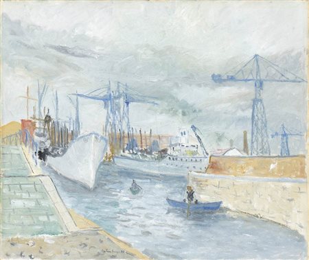 ADRIANO SPILIMBERGO (Buenos Aires, 1908 - Spilimbergo, 1975): Porto di Livorno, 1937