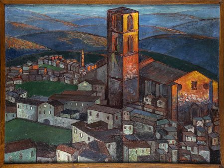 GERARDO DOTTORI (Perugia, 1884 - 1977): Veduta di San Domenico a Perugia, 1921