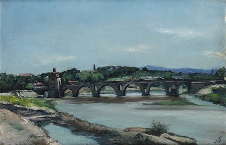 ALBERTO ZIVERI (Roma, 1908 - 1990) : Ponte Milvio, 1947