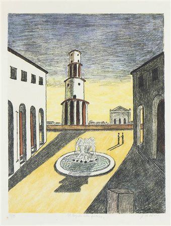 GIORGIO DE CHIRICO (Volo, 1888 - Roma, 1978): Il segreto della fontana, 1971