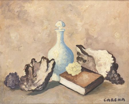 FELICE CARENA (Cumiana, 1879 - Venezia, 1966): Natura morta con conchiglie, 1965