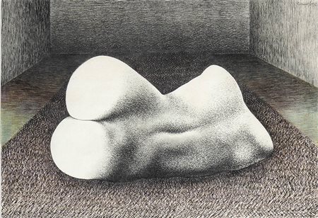 GIACOMO PORZANO (Lerici, 1925 - Pescosolido, 2006): Nudo sul tappeto, 1972