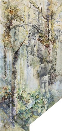 RENZO VESPIGNANI (Roma, 1924 - 2001): Nuda nel bosco, 1975