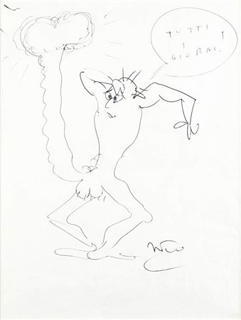 FEDERICO FELLINI (Roma, 1920 - 1993): Disegno satirico