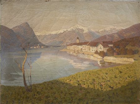 Oreste Albertini "Lago di Lugano, Brusino Arsizio" 
olio su tela (cm 60x80)
Firm