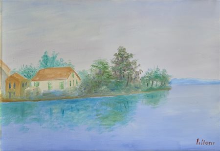 Umberto Lilloni "Paesino sul lago di Costanza" 1972
olio su tela (cm 38x55)
Firm