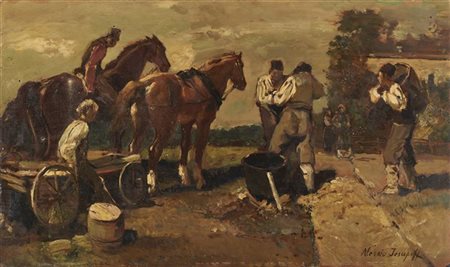 Alessio Issupoff "Scena di lavoro contadino" 
olio su compensato (cm 38x65,5)
Fi