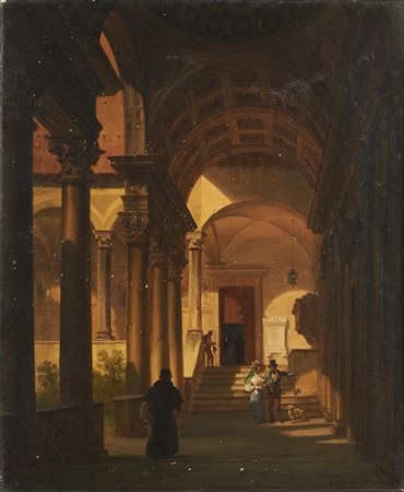 Giovanni Migliara "Chiostro" 1834
olio su tela (cm 28x23,5)
Firmato in basso a d