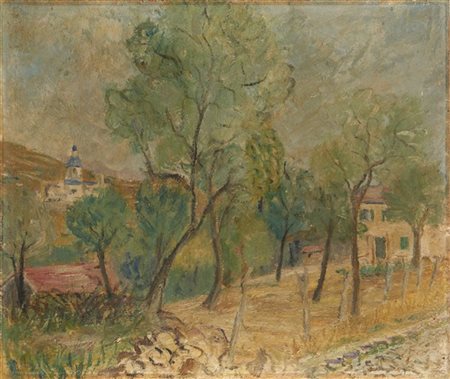 Adriano di Spilimbergo "Paesaggio" 1942
olio su carta incollata su tela (cm 55x6