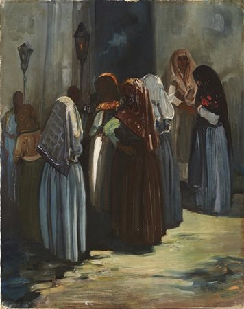 Giuseppe Biasi da Teulada "Processione" 
olio su tela (cm 70x56)
Firmato in bass