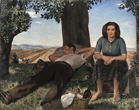 Cesare Maggi "Contadini" 1939
olio su tela (cm 175x210)
Firmato in basso a destr