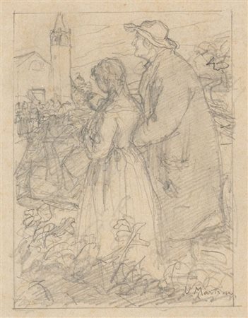 UMBERTO MARTINA (Dardago 1880 – Tauriano 1945) "Senza titolo". Disegno a...