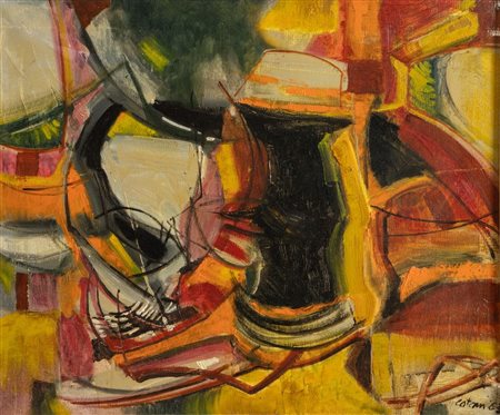 ROBERTO CATANI (1928) "Teschio sul tavolo", 1963. Olio su tela. Cm 50x60....