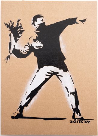 BANKSY (Bristol 1974) "Dismaland", 2015. Spray su cartone. Cm 30x21. Opera...