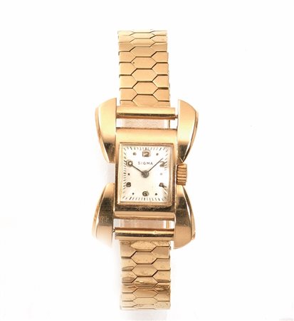 Orologio da polso per signora, Sigma, anni '40, in oro rosa 18 ktCassa...