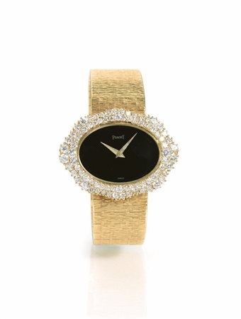 Orologio da polso per signora Piaget, anni '70, in oro giallo, diamanti e...