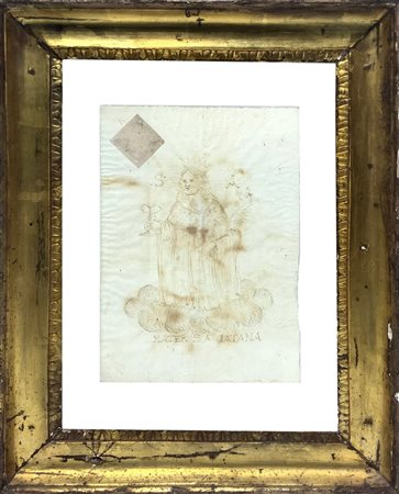 Cornice in foglia oro e Inchiostro brunaccio su carta vergellata raffigurante Sant’Agata., 1636