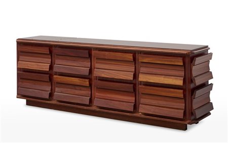 Credenza angolare a quattro ante in legno massello e impiallacciato, piano in c