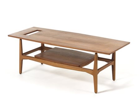 Fratelli Saporiti Tavolino da salotto modello "Poker". Besnate, 1959. Legno mass