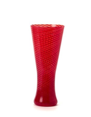 Venini Vaso modello "Tornado 522.0". Murano, 2005. Vetro soffiato incolore e ros