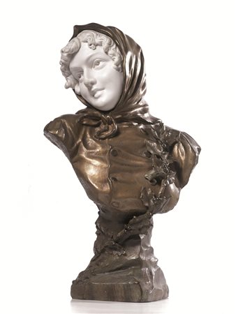 Georges Omerth(attivo 1895-1925)FIGURA DI DONNA CON FOULARDscultura in bronzo...