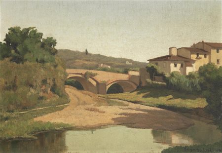 Nicodemo Vagaggini(Santa Fiora 1892 - Firenze 1955)PONTE SUL GREVEolio su...