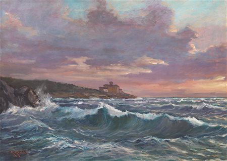 Renuccio Renucci(Livorno 1880 - 1947)COSTA DEI BARBARIolio su tela, cm...