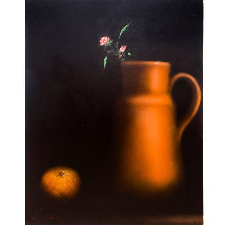 Francesco  Bertrand (1953)  - Vaso , frutto e rose